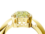 Yellow gold Fancy Yellow Cushion  Cut Diamond Halo Engagement Ring with Split Shank and Four-Prong Setting_94