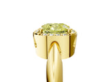 Yellow gold Fancy Yellow Cushion  Cut Diamond Halo Engagement Ring with Split Shank and Four-Prong Setting_95