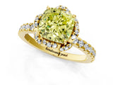 Yellow gold Fancy Yellow Cushion Cut Diamond Halo Pave Band with Four-Prong Setting_4