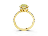 Yellow gold Fancy Yellow Cushion Cut Diamond Halo Pave Band with Four-Prong Setting_6