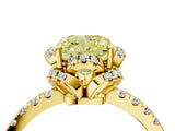 Yellow gold Fancy Yellow Cushion Cut Diamond Halo Pave Band with Four-Prong Setting_7