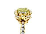 Yellow gold Fancy Yellow Cushion Cut Diamond Halo Pave Band with Four-Prong Setting_8