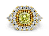 Yellow gold Fancy Yellow Cushion Cut Diamond Halo Ring with Pavé Band and Four-Prong Setting_40