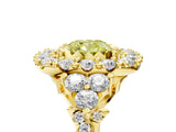 Yellow gold Fancy Yellow Cushion Cut Diamond Halo Ring with Pavé Band and Four-Prong Setting_45