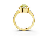Yellow gold Fancy Yellow Cushion Cut Diamond Halo Ring with Pavé Band and Prong Setting_3