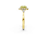 Yellow gold Fancy Yellow Cushion Cut Diamond Halo Ring with Pear Side Stones and Prong Setting_84