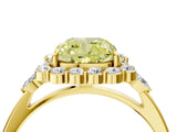 Yellow gold Fancy Yellow Cushion Cut Diamond Halo Ring with Pear Side Stones and Prong Setting_86