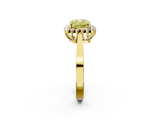 Yellow gold Fancy Yellow Cushion  Cut Diamond Halo Ring with Round Brilliant Halo and Solitaire Band_89
