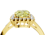 Yellow gold Fancy Yellow Cushion  Cut Diamond Halo Ring with Round Brilliant Halo and Solitaire Band_91