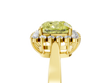 Yellow gold Fancy Yellow Cushion  Cut Diamond Halo Ring with Round Brilliant Halo and Solitaire Band_92