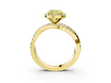 Yellow gold Fancy Yellow Cushion Cut Diamond Halo Ring with Round Split Shank and Prong Setting_39