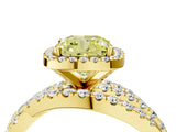 Yellow gold Fancy Yellow Cushion Cut Diamond Halo Ring with Round Split Shank and Prong Setting_40