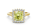 Yellow gold Fancy Yellow Cushion  Cut Diamond Halo Ring with Solitaire Band and Prong Setting_54