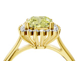 Yellow gold Fancy Yellow Cushion  Cut Diamond Halo Ring with Solitaire Band and Prong Setting_58