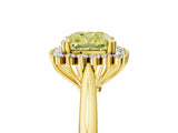 Yellow gold Fancy Yellow Cushion  Cut Diamond Halo Ring with Solitaire Band and Prong Setting_59