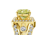 Yellow gold Fancy Yellow Cushion Cut Diamond Halo Ring with Split Shank and Bezel Accents and Four-Prong Setting_5