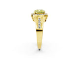 Yellow gold Fancy Yellow Cushion Cut Diamond Halo Ring with Split Shank and Bezel Accents and Prong Setting_2