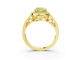 Yellow gold Fancy Yellow Cushion Cut Diamond Halo Ring with Split Shank and Bezel Accents and Prong Setting_3