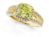 Yellow gold Fancy Yellow Cushion Cut Diamond Halo Split Shank Engagement Ring_40