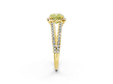 Yellow gold Fancy Yellow Cushion Cut Diamond Halo Split Shank Engagement Ring_41
