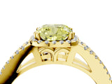Yellow gold Fancy Yellow Cushion Cut Diamond Halo Split Shank Engagement Ring_43