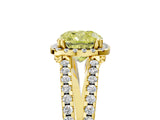 Yellow gold Fancy Yellow Cushion Cut Diamond Halo Split Shank Engagement Ring_44