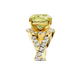 Yellow gold Fancy Yellow Cushion Cut Diamond  Halo Twist Band Solitaire Prong Setting Ring_47