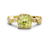 Yellow gold Fancy Yellow Cushion  Cut Diamond Milgrain Marquise Band with Prong Setting_3