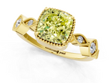 Yellow gold Fancy Yellow Cushion  Cut Diamond Milgrain Marquise Band with Prong Setting_4