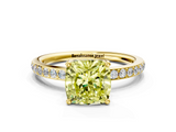 Yellow gold Fancy Yellow Cushion  Cut Diamond Pavé Band Ring with Four-Prong Setting_40