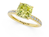 Yellow gold Fancy Yellow Cushion  Cut Diamond Pavé Band Ring with Four-Prong Setting_41