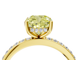 Yellow gold Fancy Yellow Cushion  Cut Diamond Pavé Band Ring with Four-Prong Setting_44