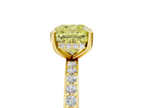 Yellow gold Fancy Yellow Cushion  Cut Diamond Pavé Band Ring with Four-Prong Setting_45