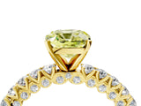 Yellow gold Fancy Yellow Cushion Cut Diamond Pavé Band Solitaire Ring with Prong Setting_68