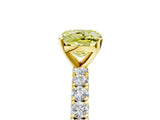 Yellow gold Fancy Yellow Cushion Cut Diamond Pavé Band Solitaire Ring with Prong Setting_69