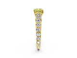 Yellow gold Fancy Yellow Cushion  Cut Diamond Pavé Band Solitaire with Four-Prong Setting_17