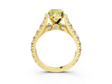 Yellow gold Fancy Yellow Cushion  Cut Diamond Pavé Band Solitaire with Four-Prong Setting_18