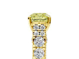 Yellow gold Fancy Yellow Cushion  Cut Diamond Pavé Band Solitaire with Four-Prong Setting_20