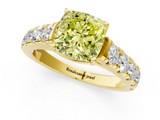 Yellow gold Fancy Yellow Cushion  Cut Diamond Pavé Band Solitaire with Four-Prong Setting_4