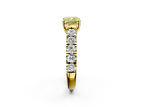 Yellow gold Fancy Yellow Cushion  Cut Diamond Pavé Band Solitaire with Four-Prong Setting_5