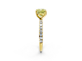 Yellow gold Fancy Yellow Cushion  Cut Diamond Pavé Band Solitaire with Four-Prong Setting_5