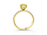 Yellow gold Fancy Yellow Cushion  Cut Diamond Pavé Band Solitaire with Four-Prong Setting_6