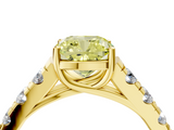 Yellow gold Fancy Yellow Cushion  Cut Diamond Pavé Band Solitaire with Four-Prong Setting_7