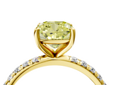 Yellow gold Fancy Yellow Cushion  Cut Diamond Pavé Band Solitaire with Four-Prong Setting_7