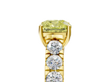 Yellow gold Fancy Yellow Cushion  Cut Diamond Pavé Band Solitaire with Four-Prong Setting_8