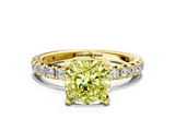 Yellow gold Fancy Yellow Cushion  Cut Diamond Pavé Band with Four-Prong Setting_20