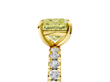 Yellow gold Fancy Yellow Cushion  Cut Diamond Pavé Band with Four-Prong Setting_25