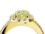 Yellow gold Fancy Yellow Cushion Cut Diamond Pavé Halo Ring with Four-Prong Setting_40