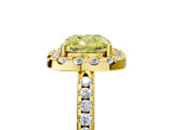 Yellow gold Fancy Yellow Cushion Cut Diamond Pavé Halo Ring with Four-Prong Setting_41