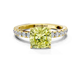 Yellow gold Fancy Yellow Cushion Cut Diamond Pavé Solitaire Engagement Ring with Four-Prong Setting_71
